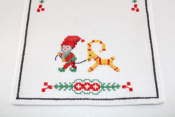 ヴィンテージ スウェーデン刺繍 クリスマス テーブルランナーセット