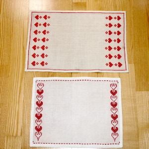 2 Lovely danish vintage Christmas embroidered tablecloths  - Made in Denmark 1960.