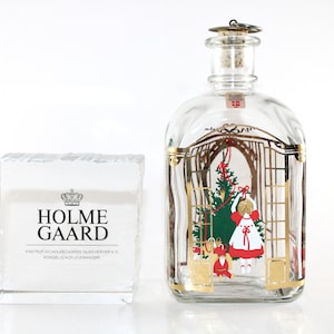Vintage Holmegaard Christmas Glass Bottle: Danish Liquor Decanter, 1990