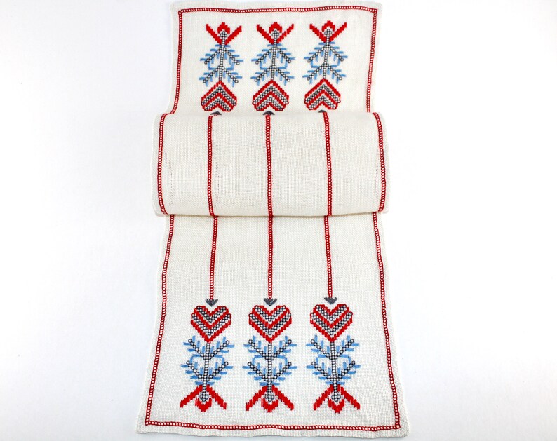 4 Lovely Swedish Vintage Christmas Embroidered Table Runners Made in