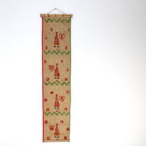 Danish vintage embroidered Christmas advent calendar Wall hanging Made in Denmark 1970. image 7