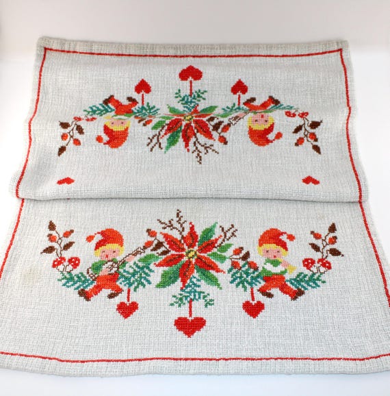 スウェーデン クリスマス テーブルセンター/テーブルランナー ヴィンテージ 北欧スウェーデンのヴィンテージクロス/テーブルセンター