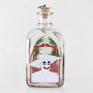Holmegaard - Lovely vintage glass bottle  - Motive with famous PJERROT - Made in Denmark 1980.