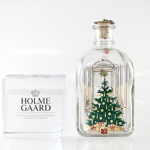Holmegaard - Lovely vintage Christmas glass bottle with a Christmas tree - Made in Denmark 1985.