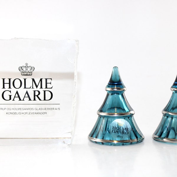 Holmegaard - 2 Lovely glass Christmas tree -  Fairytales  - IN RARE COLOR  - Designed  in Denmark.