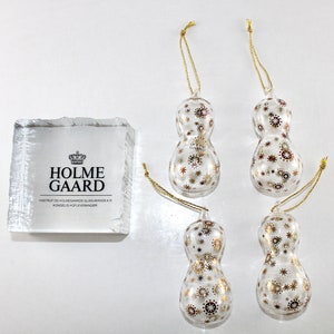 Holmegaard  - VERY RARE  - 4 lovely Christmas vintage glass ornaments - Made in Denmark 1990.