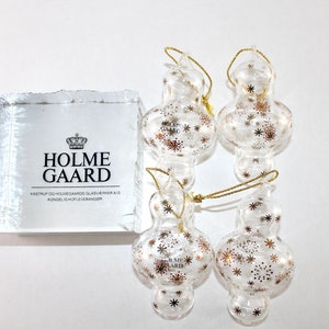 Holmegaard  - VERY RARE  - 4 lovely Christmas vintage glass ornaments - Made in Denmark 1990.