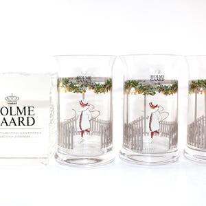 Holmegaard - 3 Lovely water glasses with girl iceskating - IN ORIGINAL BOX - Designed  in Denmark.
