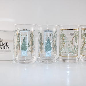 Holmegaard - 4 Lovely water glasses with Christmas decor - Designed in Denmark.