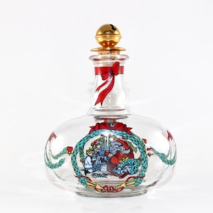 Holmegaard - JINGLE BELL. - Lovely Christmas glass bottle with a gold bell  - Made in Denmark 1989.