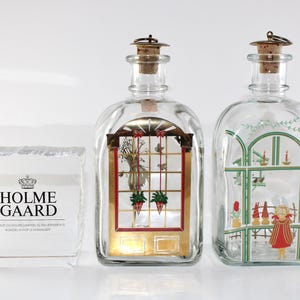 2 Holmegaard - 2 Lovely Christmas vintage glasses bottles - Made in Denmark 1987 + 1983.