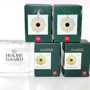 Holmegaard  - 4 lovely vintage ornaments - From the Golden Christmas line - IN ORIGINAL BOX  - Made in Denmark.