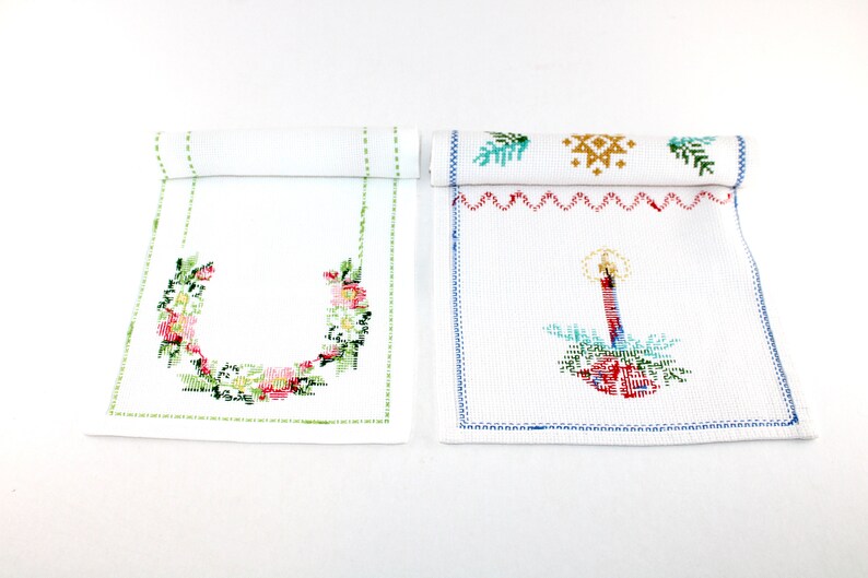 4 Lovely Swedish Vintage Christmas Embroidered Table Runners Made in