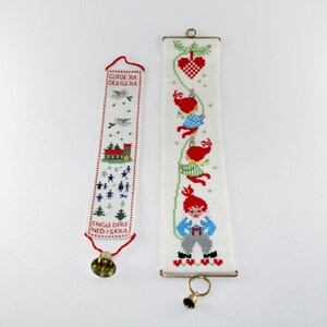 Vintage Embroidered Christmas Wall Hangings - Danish Decor 1960s