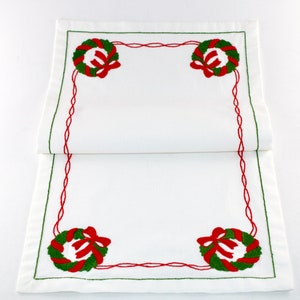 Swedish vintage christmas embroidered table runner with classic decor  - Made in Sweden 1960.