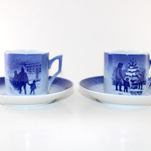 Royal Copenhagen - Juego de 2 hermosos platos y tazas de porcelana vintage - Taza y platillo - Fabricados en Dinamarca 1979 + 1981.