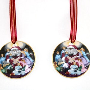 Royal Copenhagen / Bing and Grøndahl  - 2 lovely vintage christmas porcelain ornament - Christmas Carol  - Made in Denmark 1994.