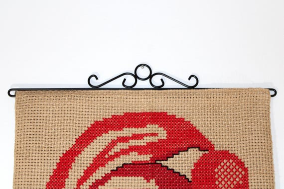 デンマーク製 北欧雑貨 ビンテージのサンタさんの刺繍されたクリスマス 