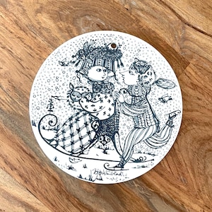 Vintage Bjorn Wiinblad Nymolle Months of Love Januar Kontakt Hanging Plate/Plaque/Trivet