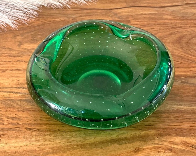 Vintage Erickson Glass Emerald Green Large Controlled Bubble Glass