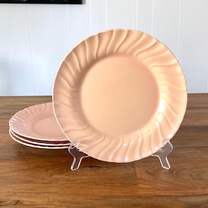 Set of 4 Vintage Franciscan Coronado Luncheon Plates in Matte Coral Beige