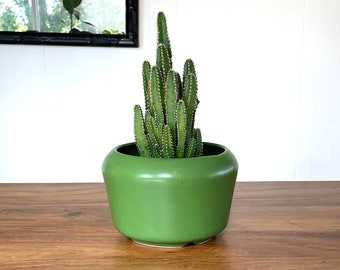 Vintage Ceramic Matte Glaze Planter in Army Green