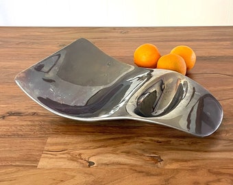 Nambe Modernist Alloy Chip and Dip Serving Bowl