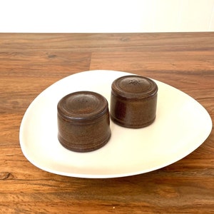 Vintage Signed Studio Pottery Brown Salt and Pepper Shakers