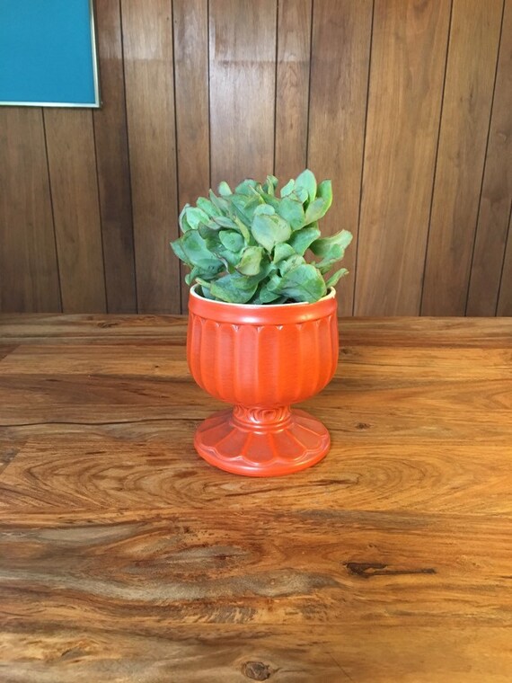 Vintage Floraline Pedestal Planter 429 In Burnt Orange By Etsy