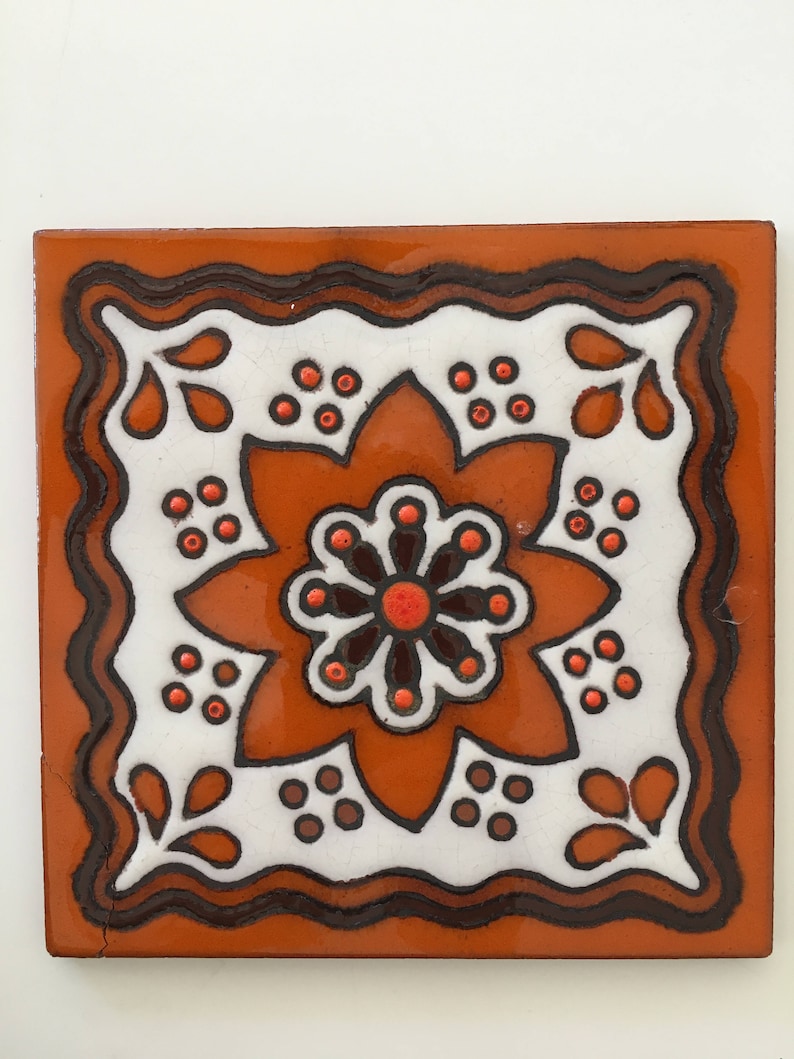 Franciscan Interpace Tile or Trivet in 70/'s Design and Colors