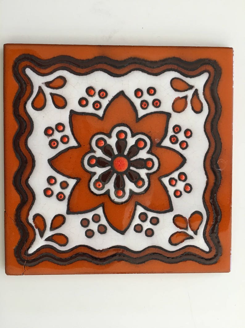 Franciscan Interpace Tile or Trivet in 70/'s Design and Colors
