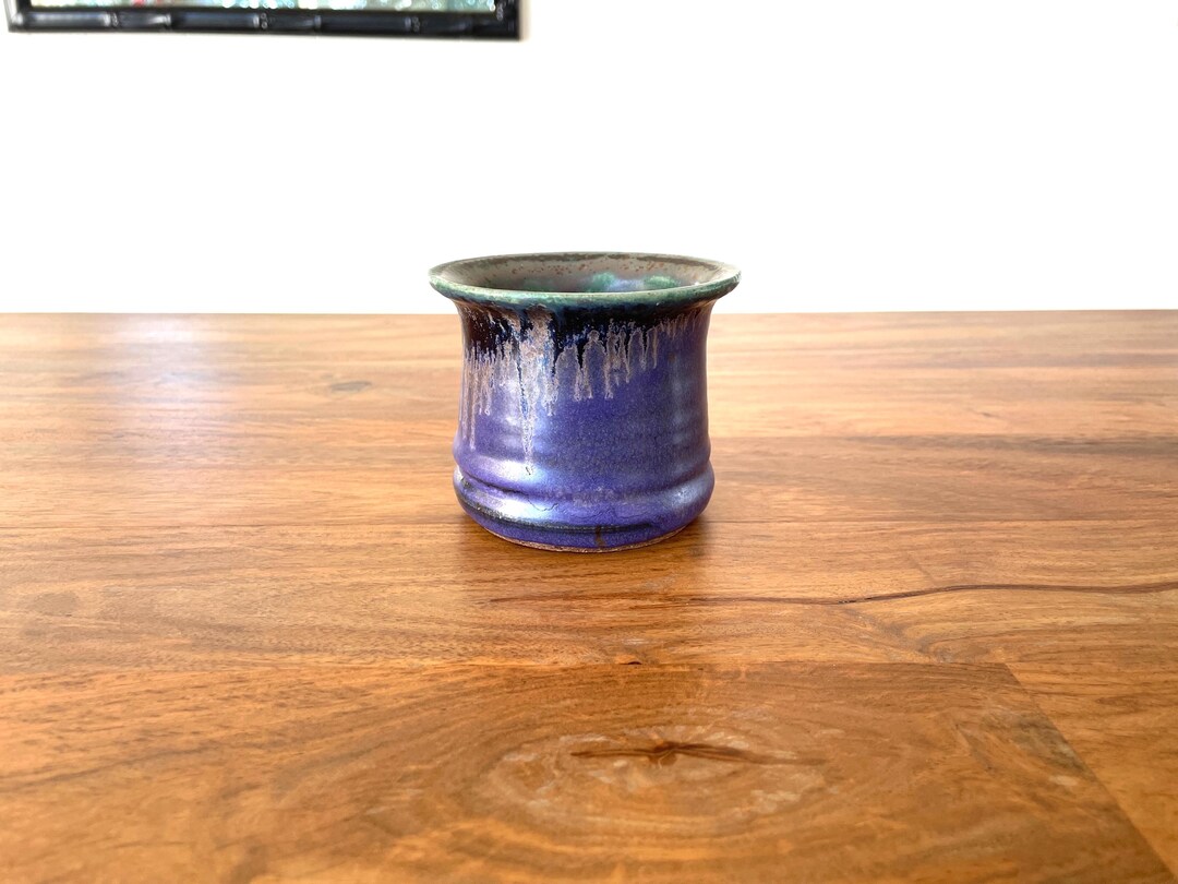 Vintage Studio Pottery Small Blue Drip Glaze Planter/vase - Etsy