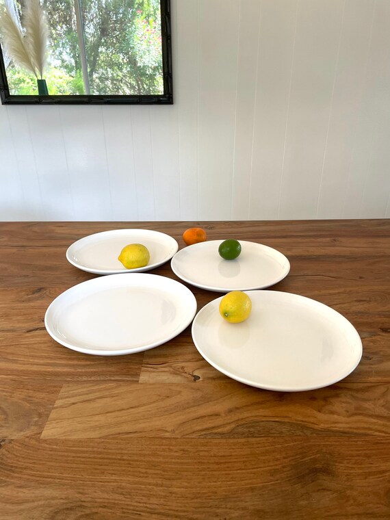 Vintage Metlox Pottery White Ringed Dinner Plates Set of 4 - Etsy