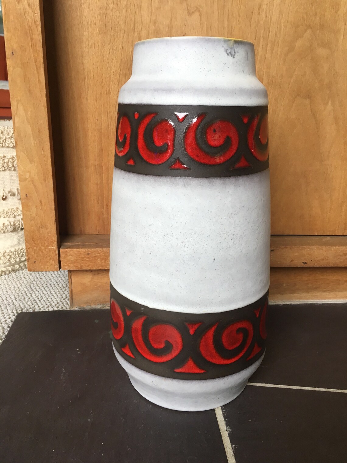 Vintage Bay Keramik Large Floor Vase Germany White Black - Etsy