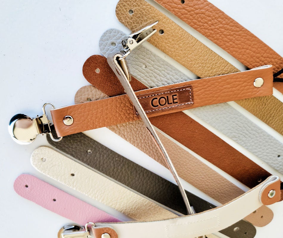 Personalized Leather Pacifier Clip Pacifier Clip Leather Etsy