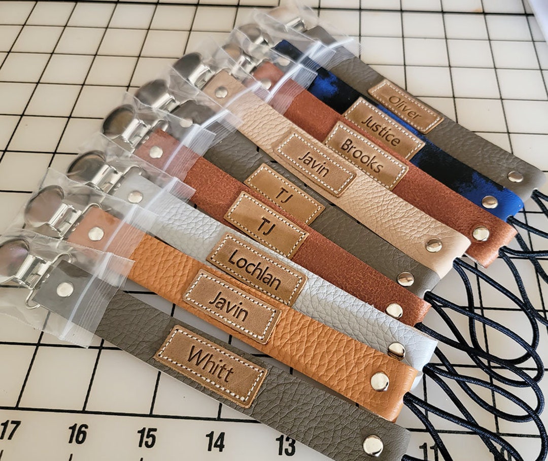 3 Personalized Leather Pacifier Clip Pacifier Clip Leather Etsy