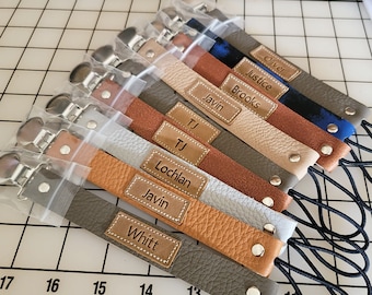 3 Personalized Leather pacifier clip | Pacifier clip | Leather pacifier clip | Binky Clip | Baby shower gift | Sooner clip | Paci Clip