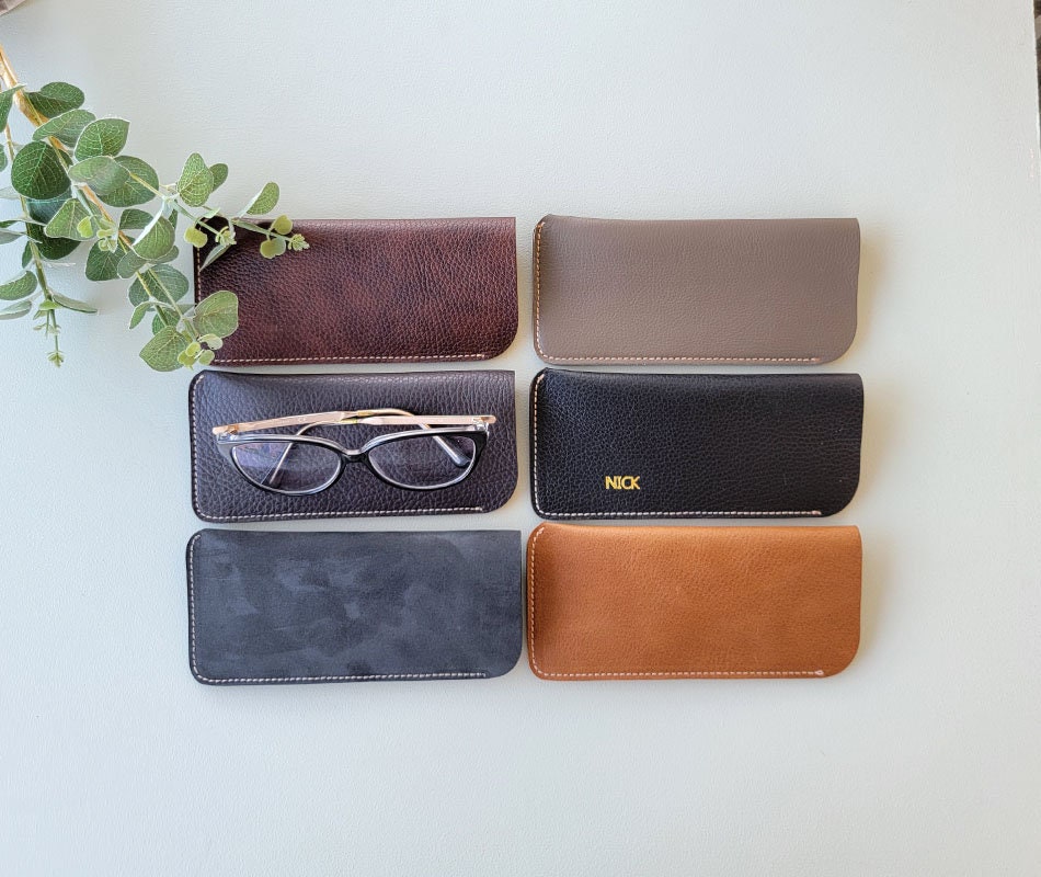 Handmade Italian Leather Glasses Case | Squeeze Top Pouch - Etsy
