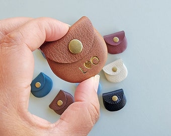 Petit porte-monnaie en cuir | porte-monnaie | Porte-bague en cuir | Étui pour alliances | Étui à bagues pour bijoux|Garde-poche à bagues personnalisé|Étui de rangement