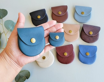 Genuine Leather Coin Purse | Coin Leather Pouch | Ear bud pouch| Small leather Bag| Credit Card holder| Small leather ring purse| ring purse