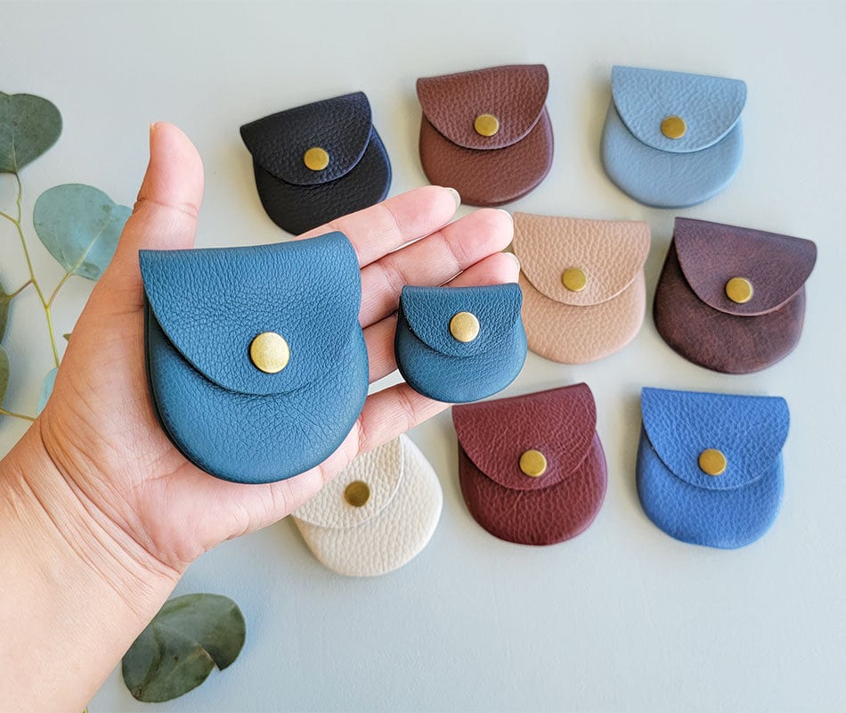 Genuine Leather Coin Purse | Coin Leather Pouch | Ear bud pouch| Small leather Bag| Credit Card holder| Small leather ring purse| ring purse