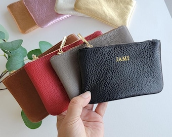 Genuine Leather Coin Purse | Metallic Leather Pouch | Metallic Gold Leather Wallet| Small leather Bag| Credit Card holder