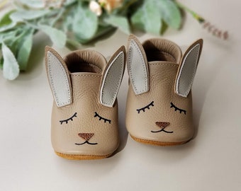 Rabbit Moccasins| Baby Moccasins | Baby Moccs | Handmade Baby Moccasins | Rabbit Moccs | Bunny Shoes | Easter moccasins | Easter Baby