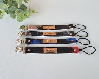 Personalized Leather pacifier clip | Pacifier clip | Leather pacifier clip | Binky Clip | Baby shower gift | Sooner clip  | Punk Baby