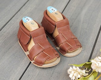 Fisherman Mocc Sandal in Brick | Baby Sandals | Moccs Sandals | Sandals for babies | Handmade Sandals.