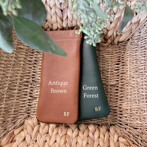 Personalized Genuine Leather glasses case | Squeeze Top Sunglass Case | Eyeglasses Case| Soft Glasses Case| Leather glasses case image 2