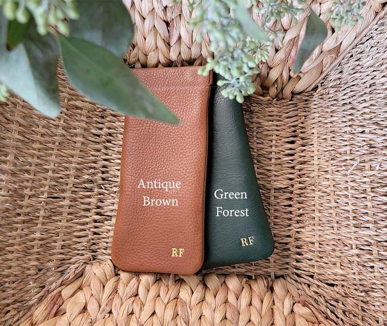 Personalized Genuine Leather glasses case | Squeeze Top Sunglass Case | Eyeglasses Case| Soft Glasses Case| Leather glasses case image 2