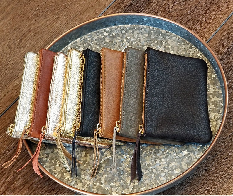 Genuine Leather Coin Purse Metallic Leather Pouch Metallic Gold Leather Wallet Small leather Bag Credit Card holder image 3