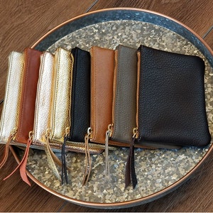 Genuine Leather Coin Purse Metallic Leather Pouch Metallic Gold Leather Wallet Small leather Bag Credit Card holder image 4