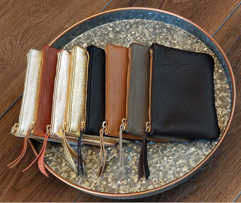 Genuine Leather Coin Purse Metallic Leather Pouch Metallic Gold Leather Wallet Small leather Bag Credit Card holder image 4